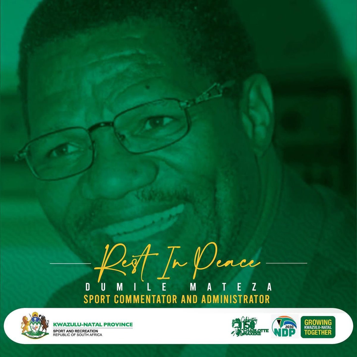 KZN BEMOURNS DUMILE MATEZA’S PASSING Sport and Recreation KZN joins the many South Africans and distant people in mourning the passing of veteran sport commentator and administrator Mr Dumile Mateza.