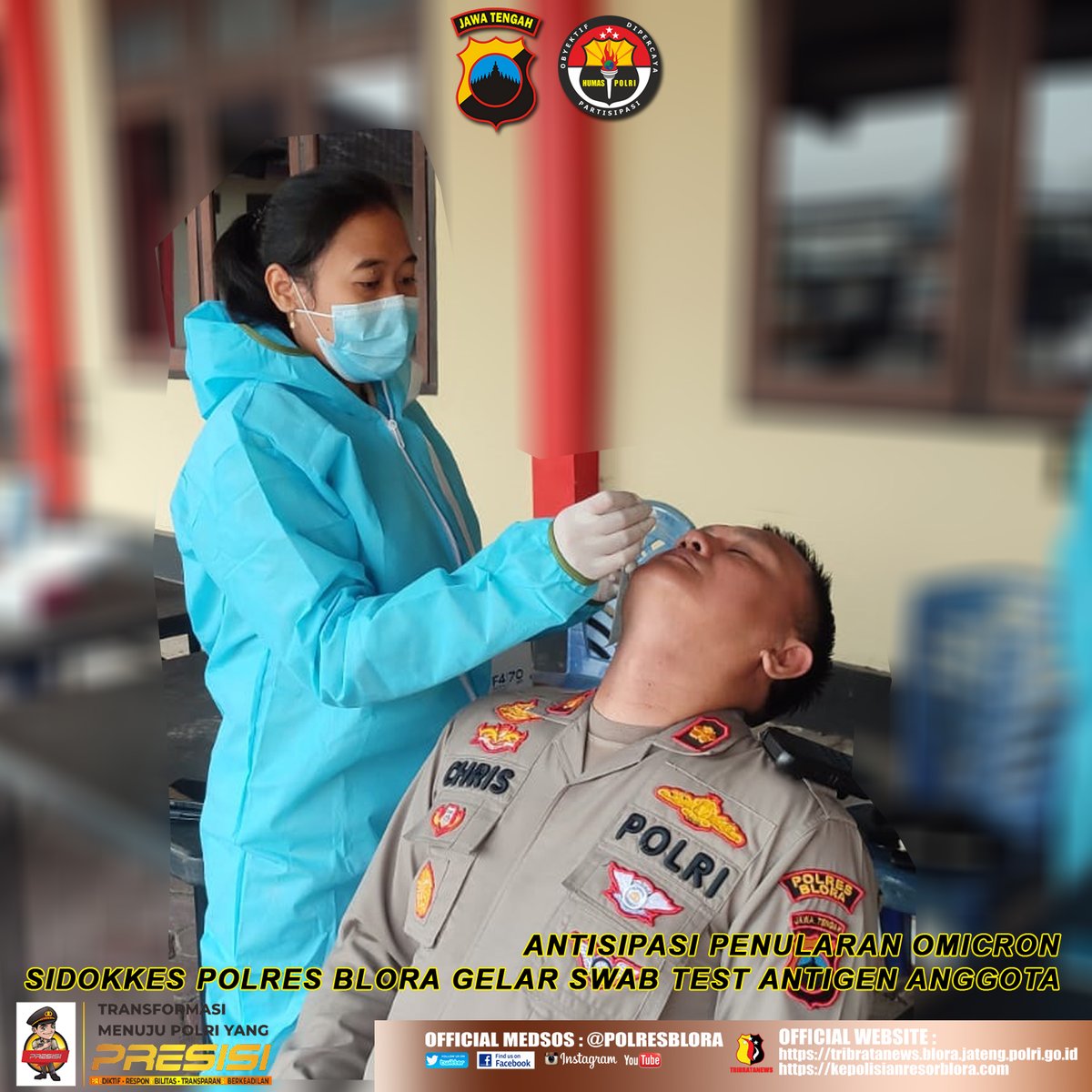 kapolres_blora's tweet photo. Mari kita terus pantau kesehatan kita masing-masing. Bila merasakan gejala varian baru Omnicron, segeralah Swab dan Karantina Mandiri supaya mencegah penyebaran Varian baru Covid-19 "Omnicron". tetap Patuhi Protokol kesehatan yang ditetapkan Pemerintah 5M. #PolresBlora https://t.co/eoxBK7xO0q