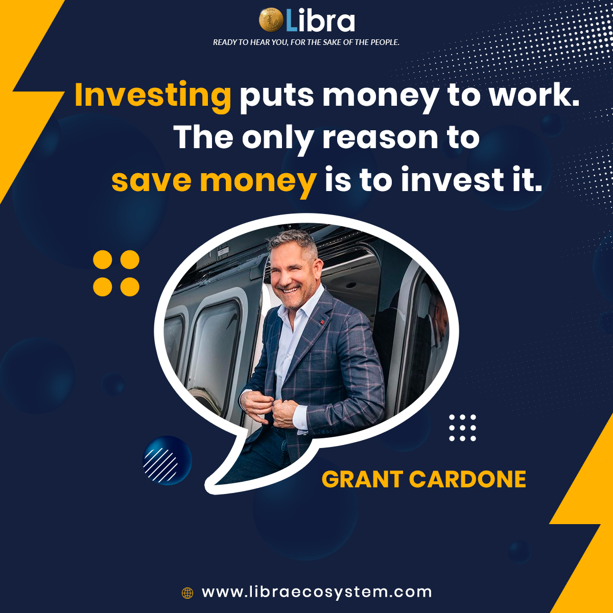 🔥“Investing puts money to work. The only reason to save money is to #invest it.” — Grant Cardone
.
.
.
.
.
.
.
#libracoin #cryptotrading #cryptoinvesting #investing #libraecosystem #cryptoinvestors #investor #cryptotrader #cryptoinvestment #cryptocurrency #money #investmoney