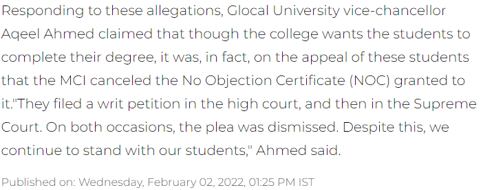 FakeUpperCaste's tweet photo. Medical University students seek President's approval to euthanize
Students at the Glocal Medical College have written to President Ram Nath Kovind asking for his permission to euthanize. https://t.co/P6OtwGsQet
