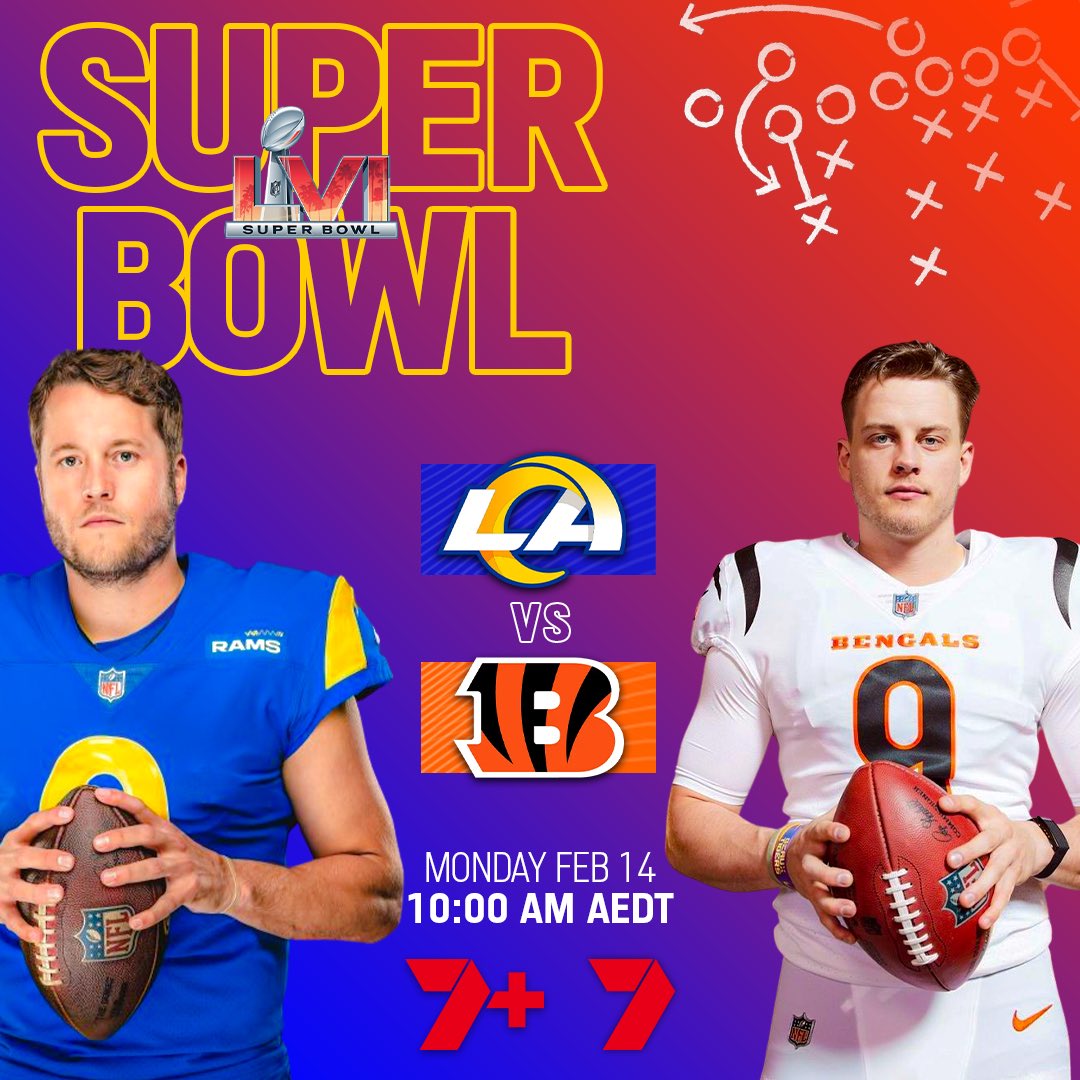 7Sport's tweet photo. BRING ON #SBLVI 🏈
📺 @Channel7
📱 @7plus
🇦🇺 @NFLAustralia
#7NFL #WeRunAsOne #NFL https://t.co/Q9242cfEPE
