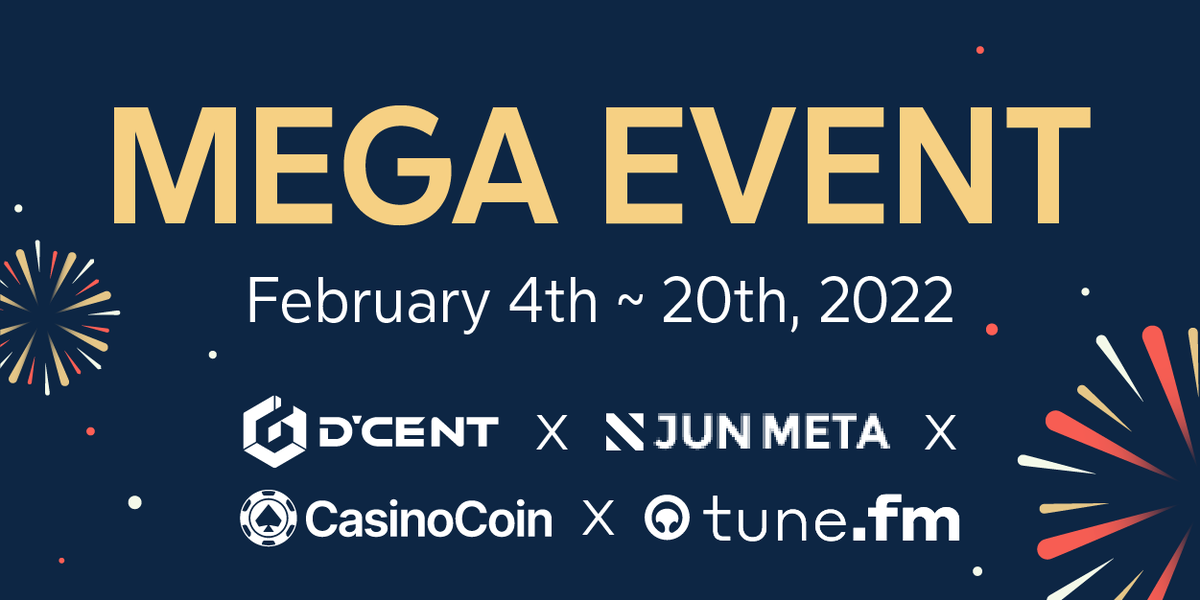 DCENTWALLETS's tweet photo. 🔥MEGA EVENT is coming!🔥

Very special thank you to our partners:
✅ #NFT from @_JUNMETA 
✅ $JAM from @tunefmofficial 
✅ $CSC from @CasinoCoin 

For details, visit https://t.co/6fhY2B4cyx on Feb 4th and click on the event banner. https://t.co/y7HRLt68Mi