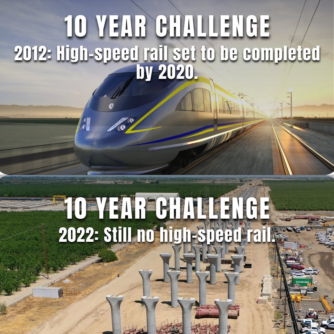 FresnoCountyGOP's tweet image. Billions of your tax dollars wasted, family farms split in half, and still not one foot of track has been laid. 

The “High-Speed” Rail project may well be @RepJimCosta’s, @AdamGrayCA’s, and @drarambulaAD31’s highest achievement. 

#VoteDemOut
