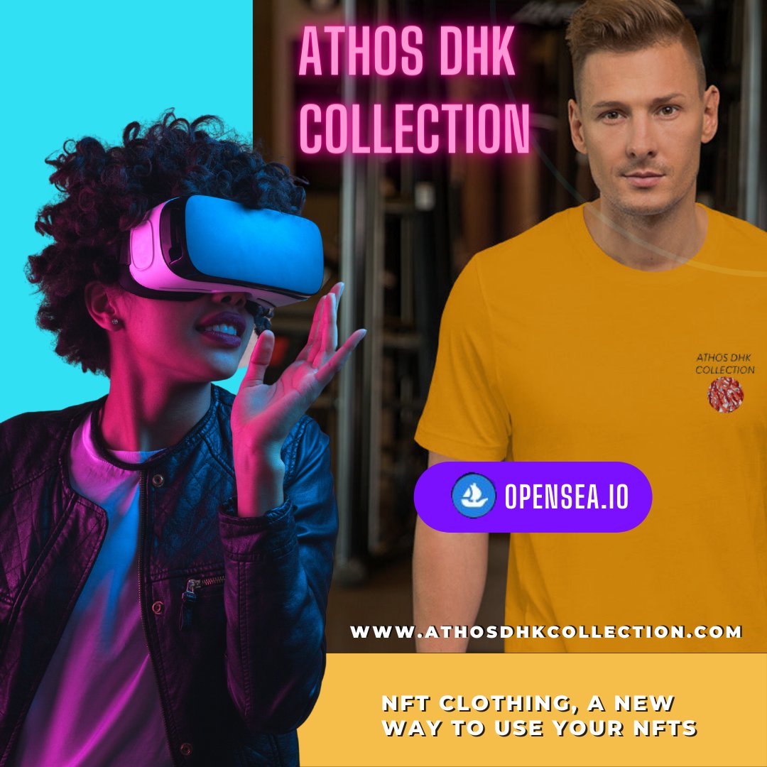 we are very excited to present what is coming, that's why
I am pleased to present ATHOS DHK COLLECTION a new way to enjoy NFTs, we invite you to be attentive because our website is launched on February 15, 2022, we will be waiting for you, do not miss it.

#NFT #opensea #tshirts
