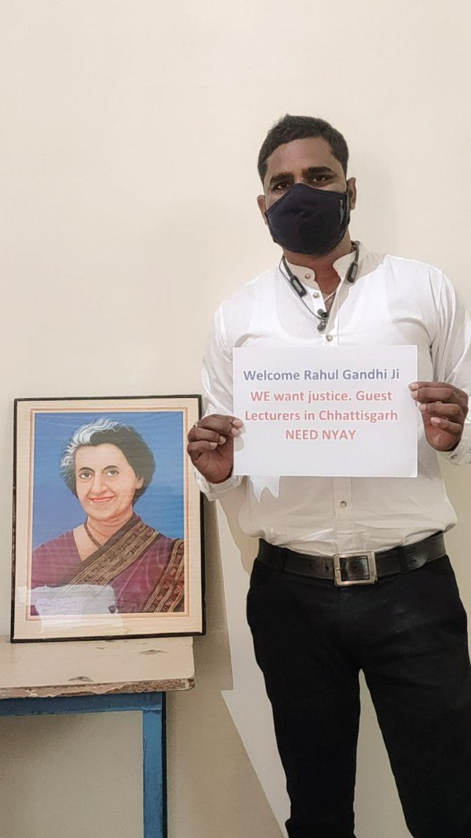 #Welcome_Rahul_Gandhi_Ji <a href="/RahulGandhi/">Rahul Gandhi</a>
Ji Guest Lecturer's Voice remains unheard, basic concerns are ignored in Chhattisgarh. Requesting your cognizance

#we_too_need_nyay

<a href="/priyankagandhi/">Priyanka Gandhi Vadra</a> 
<a href="/plpunia/">P L Punia</a> 
<a href="/INCChhattisgarh/">INC Chhattisgarh</a> 
<a href="/MohanMarkamPCC/">MOHAN MARKAM</a> 
<a href="/umeshpatelcgpyc/">Umesh Nandkumar Patel</a> 
<a href="/INCIndia/">Congress</a> 
<a href="/INCUttarPradesh/">UP Congress</a>