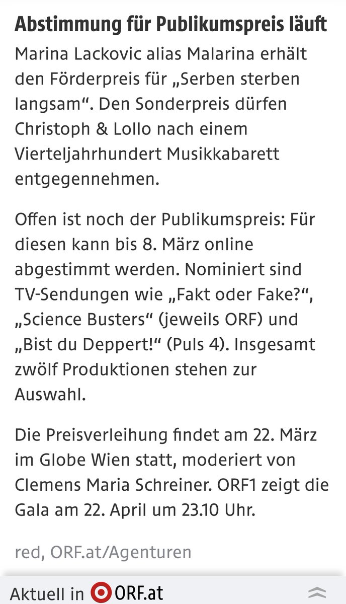 CFactful's tweet photo. @Pfaffenhuemer1 @Martin_Moder Nein, für den Publikumspreis bis 8. März. Steht weiter unten im Artikel. https://t.co/9cM5KO6732