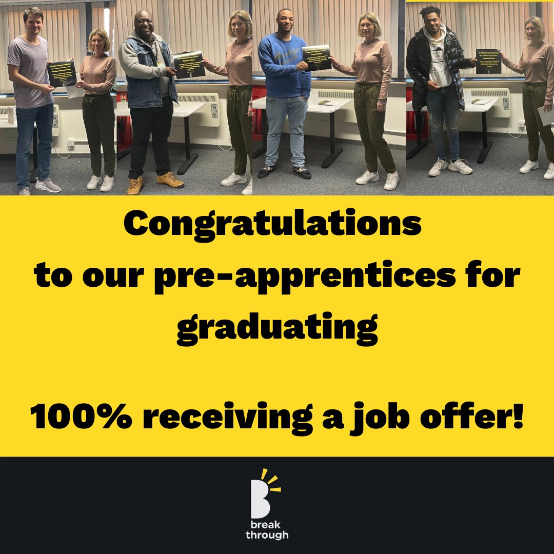 LdnBreakthrough's tweet photo. We are so proud of all our pre-apprentices, with all of them receiving well-deserved job offers. It has been an amazing journey and we are so excited to see where they go next
#proud #tech #business #Careers https://t.co/Nezsty85SM