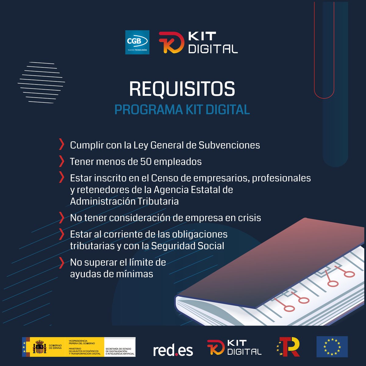 ⚙ Si quieres transformar digitalmente tu negocio, en #CGBinformatica tienes todas las herramientas y recursos que te ayudarán a conseguirlo.

✔ ¡Conoce la plataforma y únete al cambio digital!

🔗kitdigital.cgbinformatica.com

#programakitdigital #digitalizacionautonomos