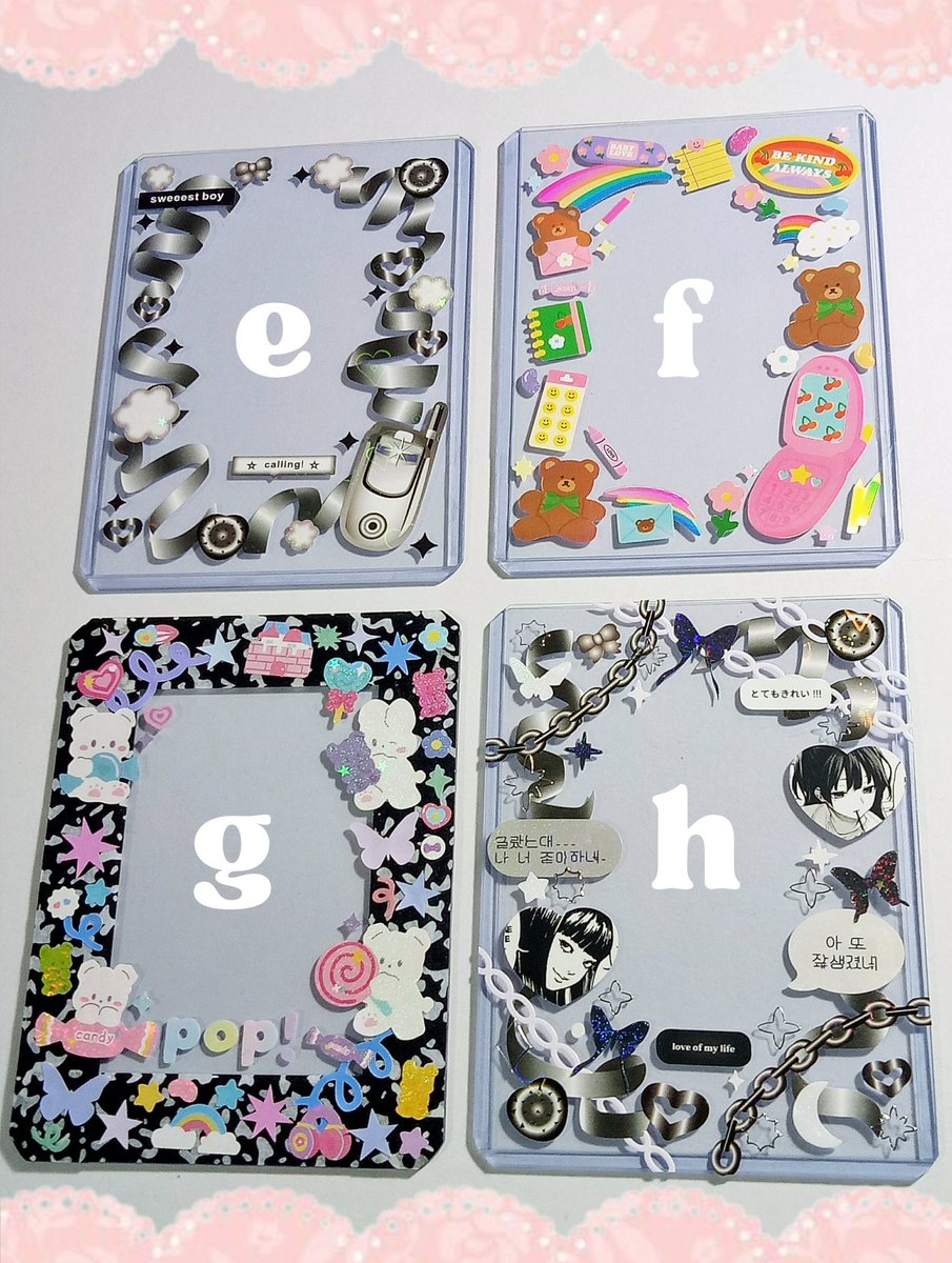 lovedecos's tweet photo. ♡ february frames 🧺 ♡

decorated toploaders for ₱90!
     𓏸 add ₱5 with keychain
     𓏸 payo / within 24 hours
     𓏸 reply "mine + letter" to claim

check pinned before transacting!

꒰ wts lfb ph deco pre-made kpop pc stickers ꒱ https://t.co/0JpPf0sopU