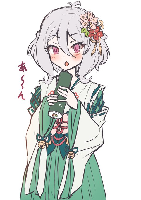 恵方巻きのママ🍜なんか近所のスーパーの恵方巻きが年々美味くなっている気がする・・・😌 #プリコネR  #コッコロ 