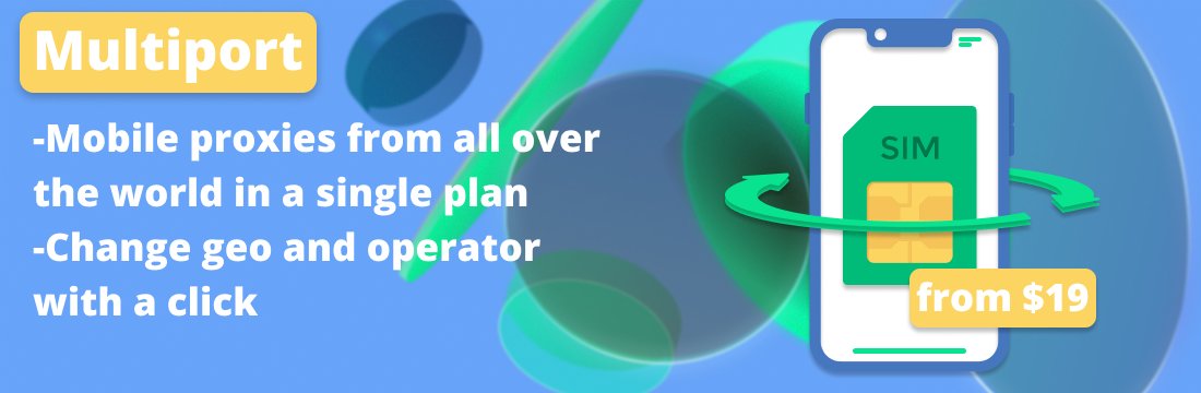 RSocksProxy's tweet image. 🔥  Multiport Prices Have Been Reduced!

Multiport, which gives you access to all the GEOs and carriers of RSocks mobile proxies, and also allows you to update them every 10 minutes, has become more affordable:

$19 daily (-$6)
$59 weekly (-$11)
$190 monthly(-$50)