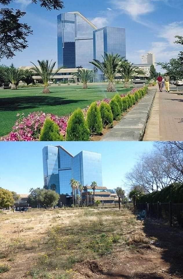 Mangaung then (top) and now. In the last 15 years the ANC led municipality managed to destroy this beautiful city. <a href="/MYANC/">ANC - African National Congress</a> #voetsekANC