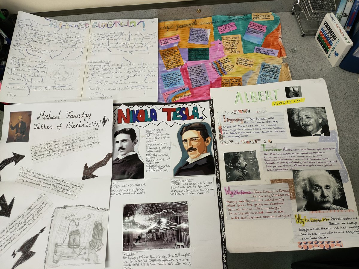 BiochemicalEng's tweet photo. Science heroes are anthropologists,volcanologists,archeologists,physisists,engineers! From A.Enstein to M.Andronicos&amp;N.Tesla!Kudos Y7! What a way to inspire &amp; be inspired @cwmtawe2021 @CwmtaweSchool https://t.co/673ZO0XMGc
