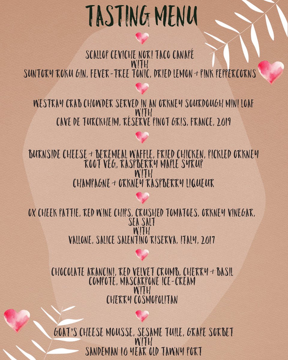 orkstreetfood's tweet photo. We’re excited to finally share our special Tasting Menu with drinks for our evenings at The Waterside in Finstown later this month 👏🏻 
For 6 mouth-watering courses and 6 different alcoholic drinks to compliment each dish, this menu is £80 per person. https://t.co/JgnQaKjmK7