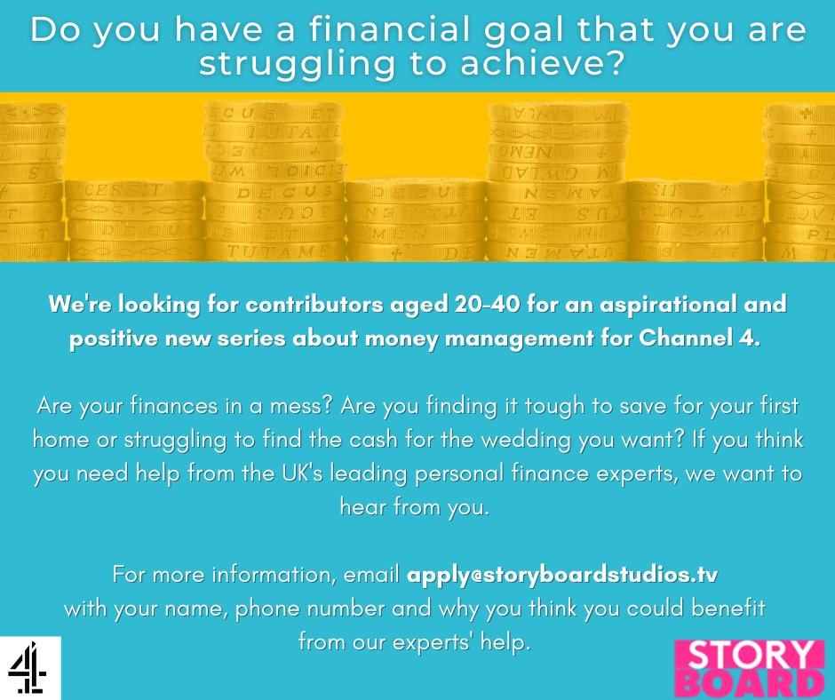 <a href="/OfficialCastMe/">Cast Me</a> Storyboard Studios are looking for 20-40 year olds who need a money makeover. If you could benefit from the help of some of the best personal finance experts in the country email apply@storyboardstudios.tv