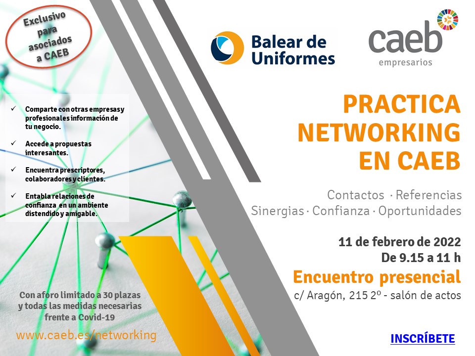CAEB's tweet photo. 🟡Ven a #CAEB a hacer #networking.
🗓️Viernes 11 de febrero, 9.15 h
👉Podrás:
✔️Compartir información de tu negocio
✔️Conocer propuestas interesantes
✔️Crear sinergias
✔️Encontrar prescriptores, colaboradores y clientes.
✏️Apúntate: https://t.co/EIjSDbpvdT
#CAEBnetworking https://t.co/B3vGyp3EQU
