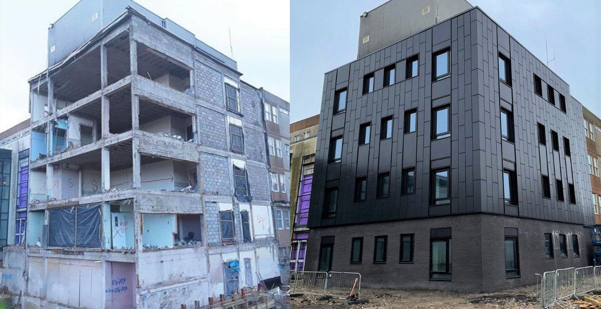 LongworthFacade's tweet photo. Our work is now complete at West Cumberland Hospital where we have installed this Genius Aluminium rainscreen system to the existing structure, working for Graham's Construction

#longworth #grahamconstruction #westcumberland #genius #rgb #corofil #rockwool #rainscreen #cladding https://t.co/lBWJAaLwlD