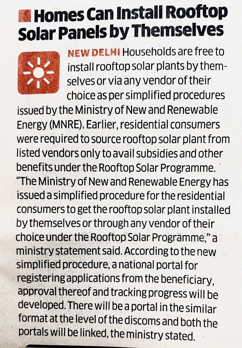 Right step by <a href="/mnreindia/">Ministry of New and Renewable Energy (MNRE)</a> for #solar in #India #solarpower source: <a href="/EconomicTimes/">Economic Times</a>