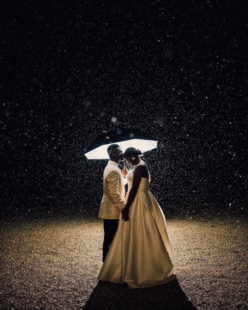 #NikonAmbassador Simon Biffen (<a href="/simonbiffen/">Simon Biffen Photography</a>) photographed this couple on their wedding day with his #Nikon #D850. Using two camera flashes, Simon created this beautiful shot of the couple with raindrops surrounding them. See more of Simon’s work here: bit.ly/3GiOYxT