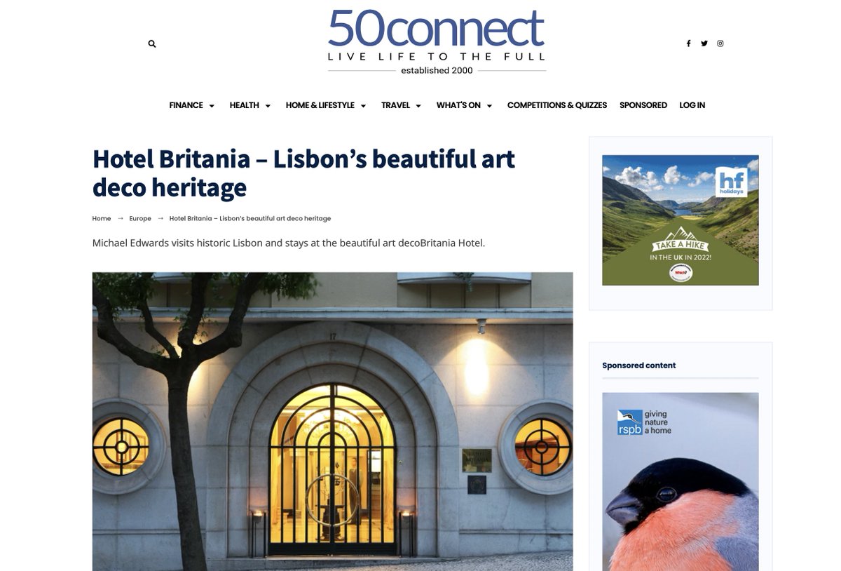 "Hotel Britania – Lisbon’s beautiful art deco heritage. Hotel Britania preserves the best of traditions, creating a refined club-like ambience... 50connect.co.uk/travel/europe/… <a href="/50connect/">50connect</a>"