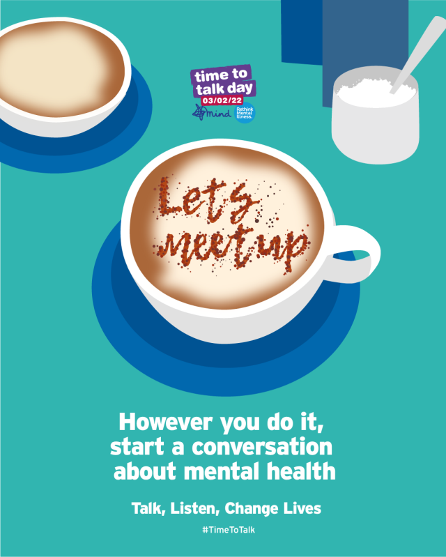 befriendingnet's tweet photo. Today is #TimeToTalk Day, let's be open to the idea of talking – we all have mental health, and by having conversations about it we can help ourselves and others. 🗣️👥
 
Get involved and download resources: https://t.co/OBlNbRVggu …
@MindCharity @Rethink_ https://t.co/B5aTx1NyC6