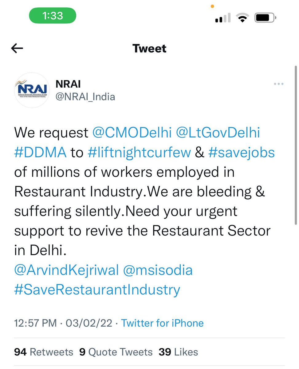 reshii's tweet image. The need of the hour. The restaurant industry supports tens of thousands of families who are struggling financially. Downing shutters has done them no favours.