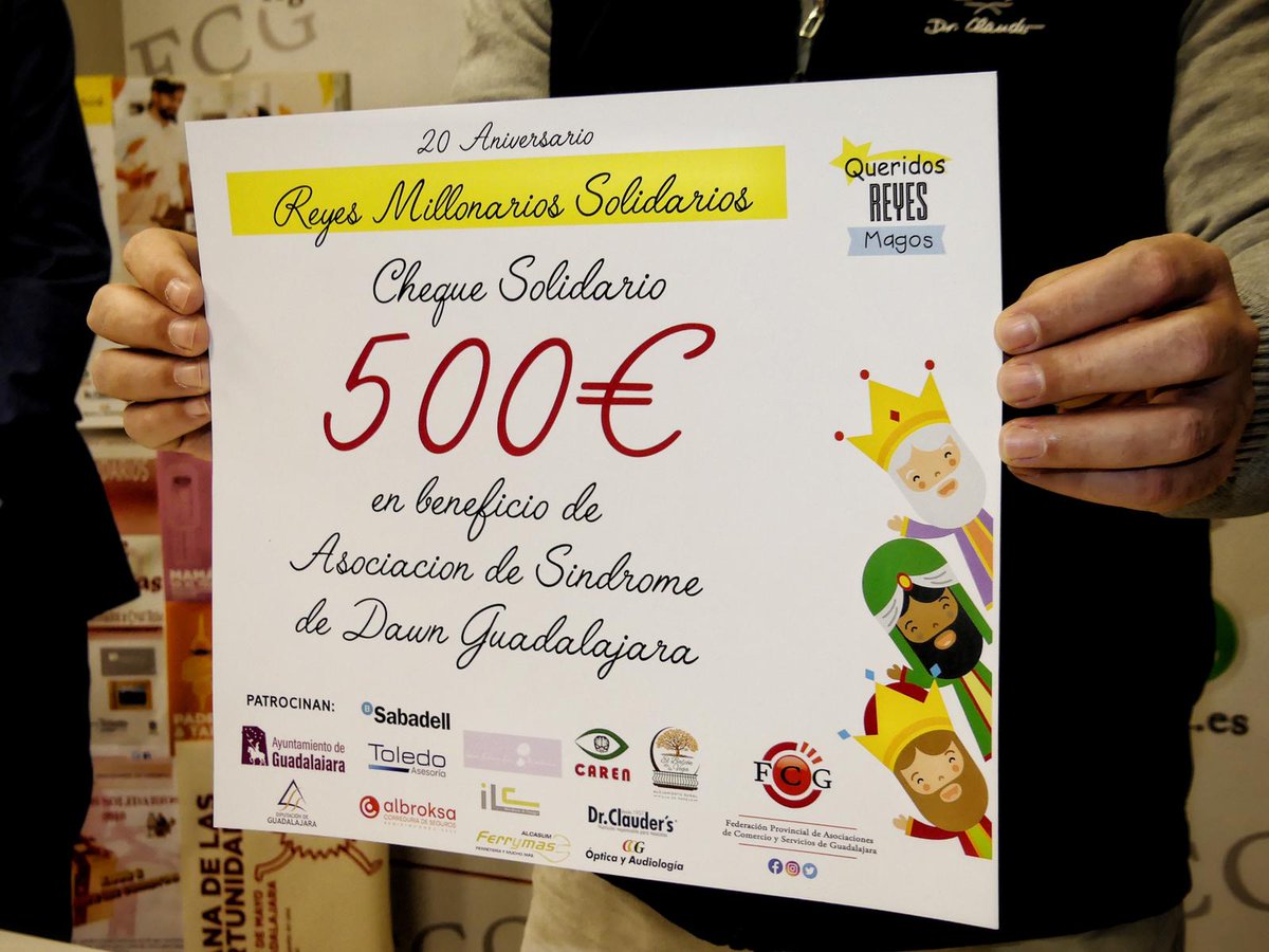 Agradecemos a la Federación de Comercio de Guadalajara el Cheque Solidario correspondiente a los Reyes Millonarios de estas navidades, así como a todos los patrocinadores.