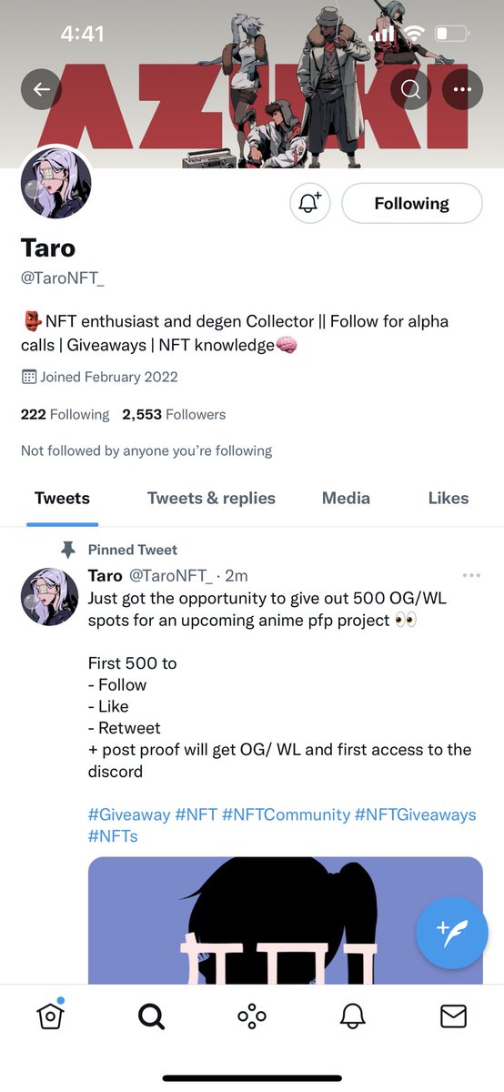 AmboyLogro's tweet photo. @TaroNFT_ Followed also! https://t.co/9woFBtLV4e