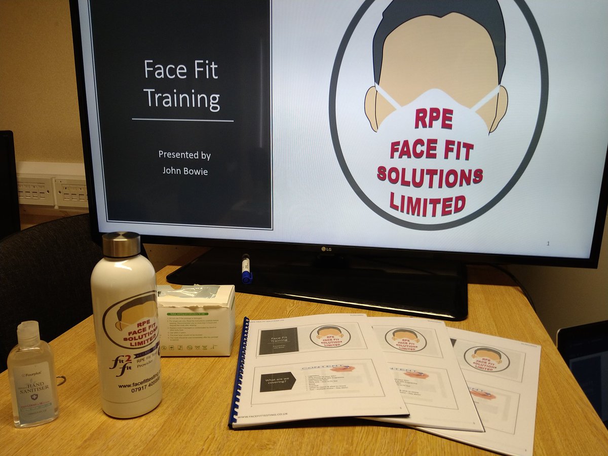 Training packs, face coverings, hand sanitiser and water, ready to do some face fit train the tester!!!