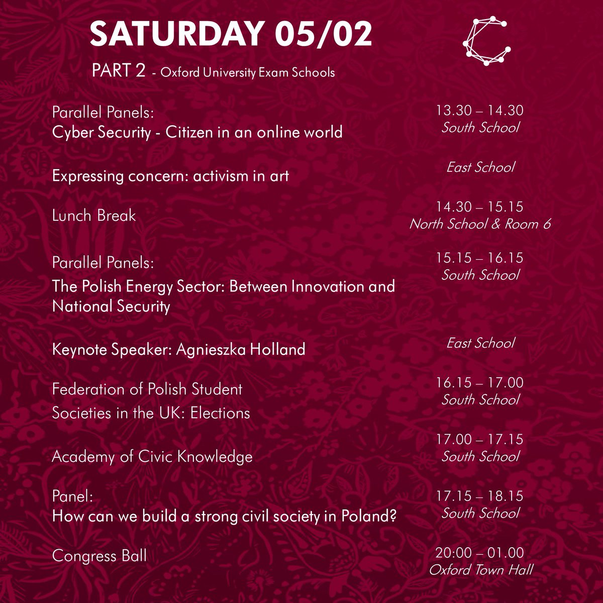 CongressPL's tweet image. The agenda for the #XVCongress of Polish Student Societies in the UK is out 📣

See you tomorrow in Oxford!