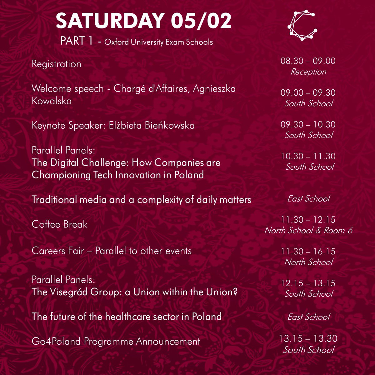 CongressPL's tweet image. The agenda for the #XVCongress of Polish Student Societies in the UK is out 📣

See you tomorrow in Oxford!