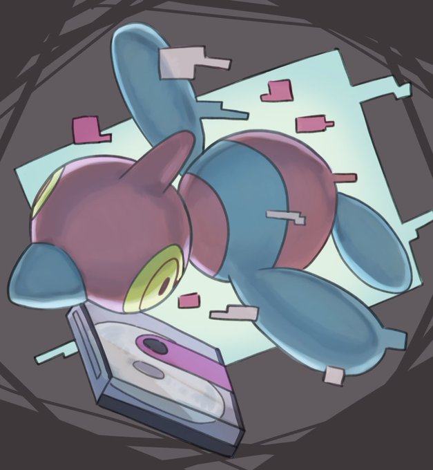 #ポケモンイラスト 
ポリゴンZくん
前々から使ってみたかったのでアルセウスで使えて楽しかった
動く際にバタバタするのが可愛い〜☺️ 