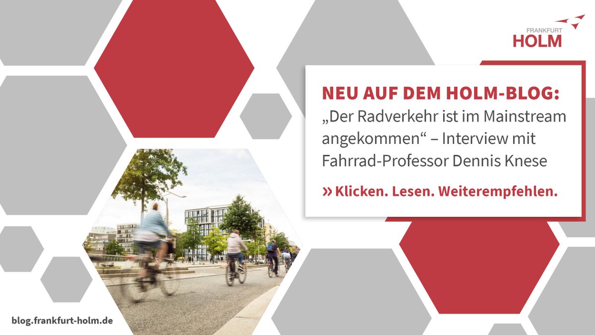 Auf unserem HOLM-Blog spricht <a href="/DennisKnese/">Dennis Knese</a>, Radprofessor an der <a href="/FrankfurtUAS/">Frankfurt University of Applied Sciences</a>, unter anderem über sein erstes Jahr im Amt, die Integration des Radverkehrs in die Lehre, die #Verkehrswende, #EBikes und persönliche Erfahrungen beim #Radfahren in der Stadt. bit.ly/3robZvm