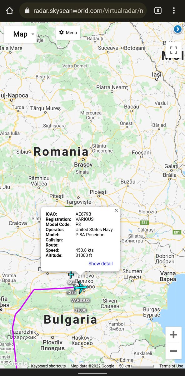 scan_sky's tweet photo. NAS Sigonella 🇮🇹 Based - US Navy - Boeing P-8A Poseidon - #AE679B
Currently Routing East Towards The Black Sea For A Tasking 🕵️ https://t.co/kvBE4DmGPU