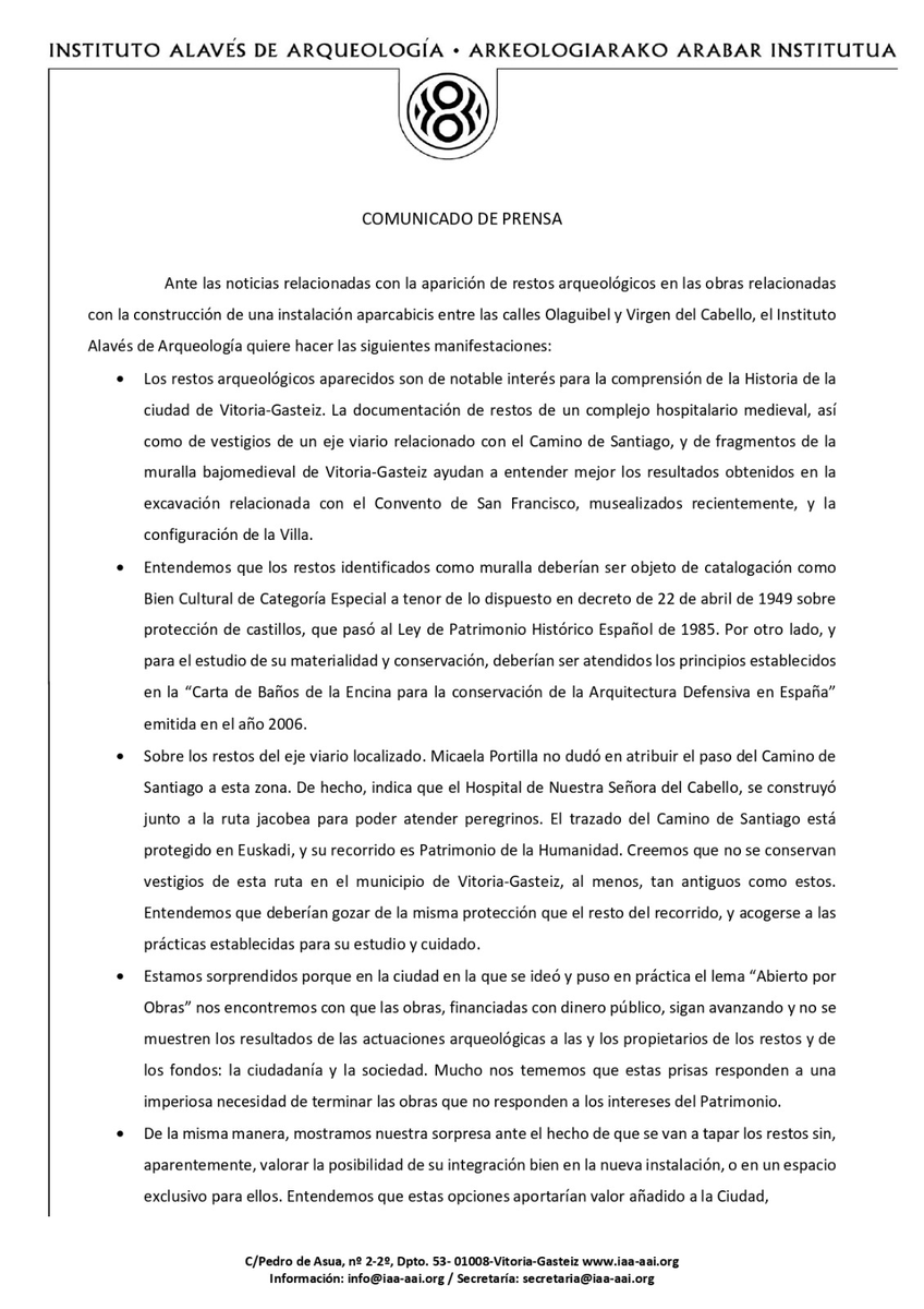 iaarqueologia's tweet photo. ⚠️Ante la aparición de restos arqueológicos en la calle Olaguibel, el IAA quiere ofrecer su opinión al respecto https://t.co/StpMBV42yL