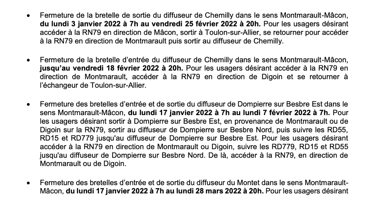 CAMoulins's tweet photo. #A79 #RN79
🚦Point sur les déviations à partir du lundi 7 février 🚧 https://t.co/65NjEJwkkl