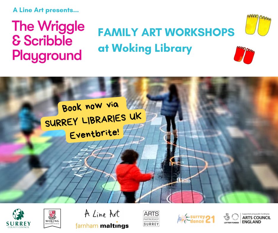 Looking for things to do with the children in @wokingcouncil this HALF TERM? Join @annabruder and A Line Art for, wriggly fun, interactive workshops for families @WokingLibrary. Booking details: bit.ly/345cBgF #halfterm #surrey #families