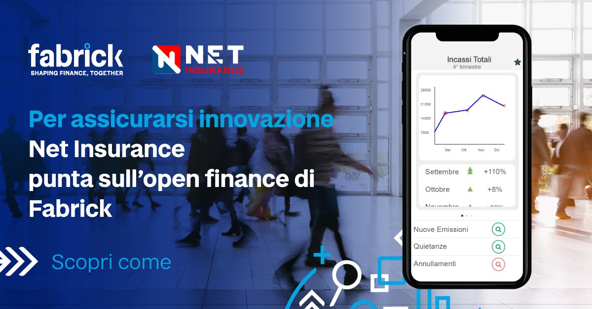 FabrickPlatform's tweet photo. @_Net_Insurance integra il servizio di #Fabrick e porta i vantaggi dell’Open Finance nell'insurance. 

🔹Grazie alla soluzione #Fabrick Payment &amp; Collection Engine, la compagnia assicurativa ha automatizzato i processi di pagamento

Scopri la partnership👉https://t.co/3y5qYmSd4p https://t.co/hstnEePmwO