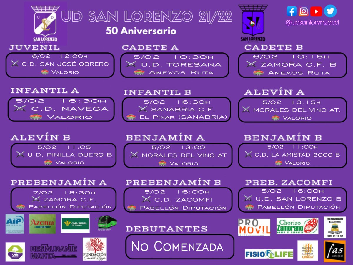 udsanlorenzocd's tweet photo. 👀👀 Ya vemos el fin de semana👀👀
HORARIOS #morados ⚽️⚽️
#50aniversarioudsl
#siempremorados
#sentimientomorado
💜💜💜 https://t.co/DNMMyyRKaW