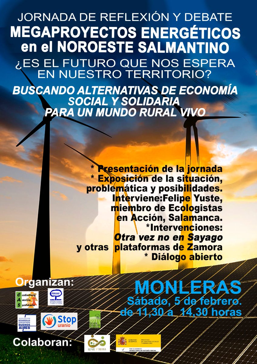 Nos sumamos a esta jornada el día 5 de febrero en Monleras, os esperamos a las 11.30h.

Seguimos luchando por un mundo rural vivo y por nuestra tierra.
💪💪💪💪💪