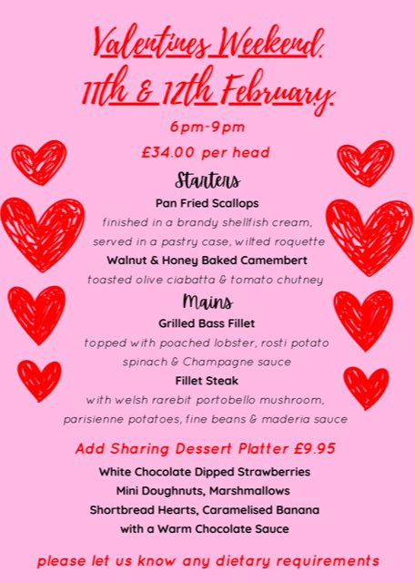 Still not got anything booked up for Valentines Weekend yet? Don't worry your not in the dog house yet!!

Book today for the 11th &amp; 12th Feb

Food served 6pm-9pm

#valentines #booktoday #weekend #love #stilltime #treatyourlovedone #chichester #sussex #dinner #foxandhounds