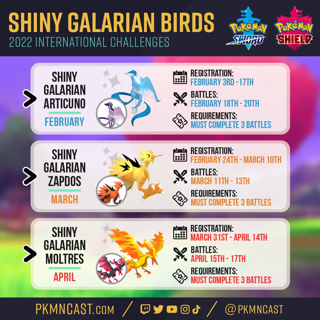 Shiny Galarian Articuno Gift Now Available For Pokemon Sword/Shield 2022  International Challenge February Participants – NintendoSoup