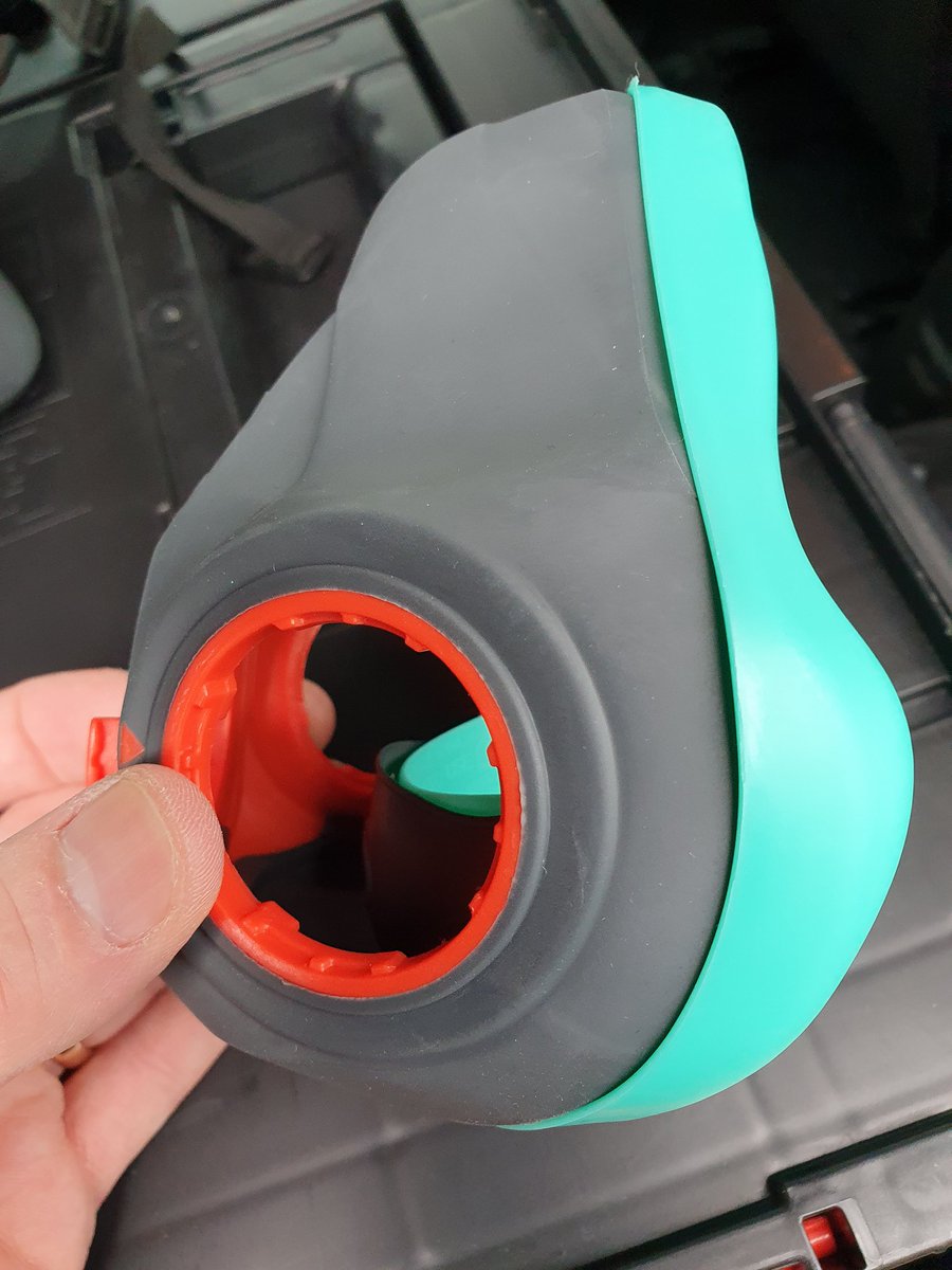 Today Tip - the 1st photo shows a JSP Force 8 that has been stored minus the protective mould. The one below it has, notice the difference? The individual wearing the arrowed facelet failed his test as a seal could not be achieved. Please ensure all RPE is stored correctly 👍🏻