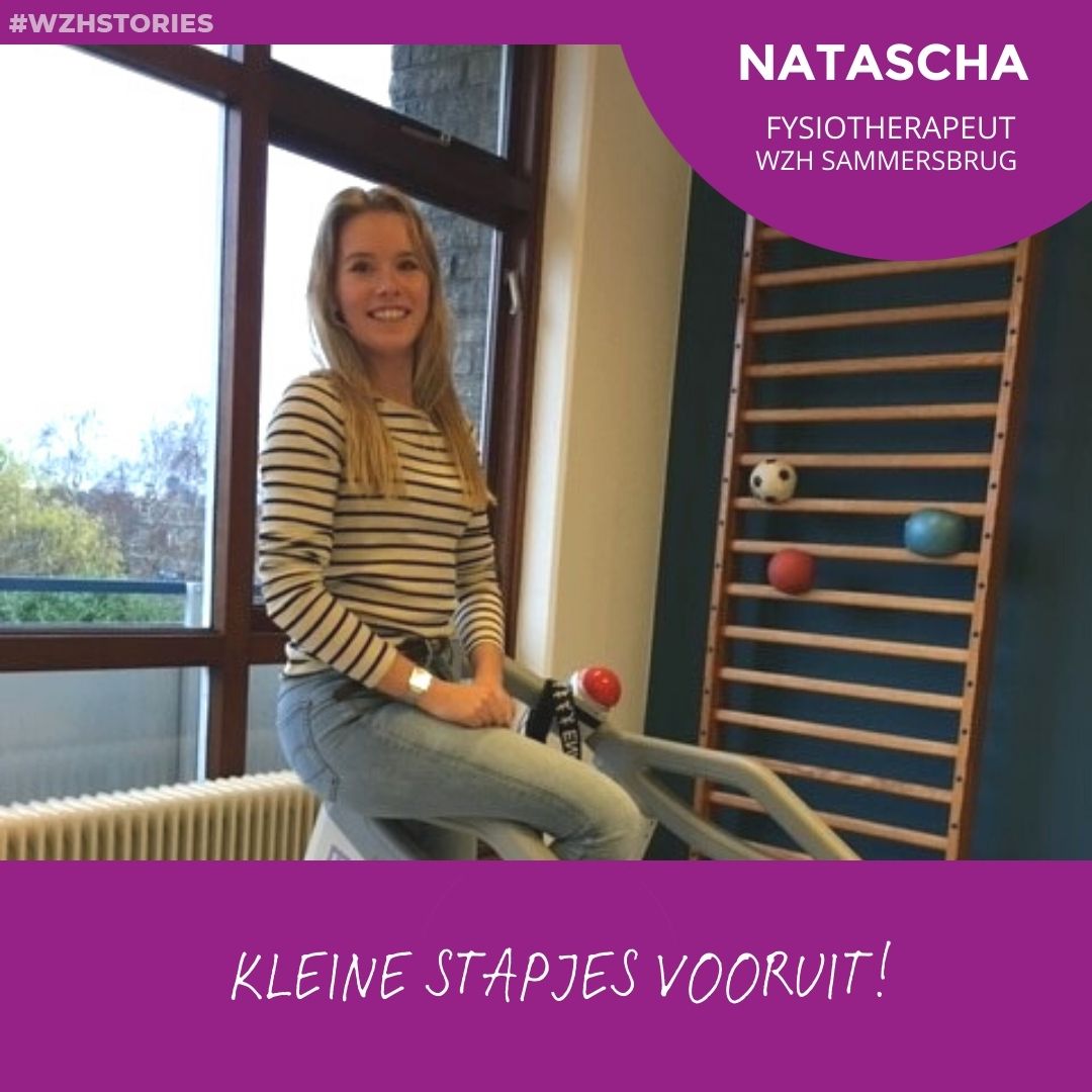 “Het allerleukste aan mijn werk vind ik die letterlijke kleine stapjes vooruit. Wanneer iemand binnenkomt en zegt ‘ik kan nooit meer lopen’ en dan uiteindelijk lopend over de afdeling gaat. Dat geeft echt zoveel voldoening!” Alsdus Natascha, fysiotherapeut bij WZH. #werkenbijwzh