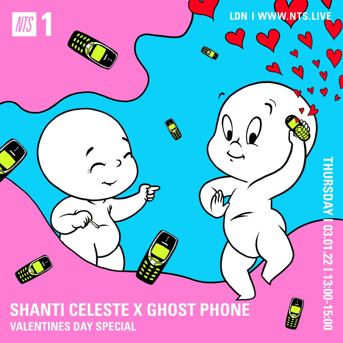 Me and <a href="/ShantiCeleste/">Peach Discs</a> are back on <a href="/NTSlive/">NTS Radio</a> this afternoon from 1pm getting all squishy with a valentines spesh.

I know it's not till the 14th but in Ghosty's world, every day is valentines day. Expect love songs, break up songs, slow jams and more.