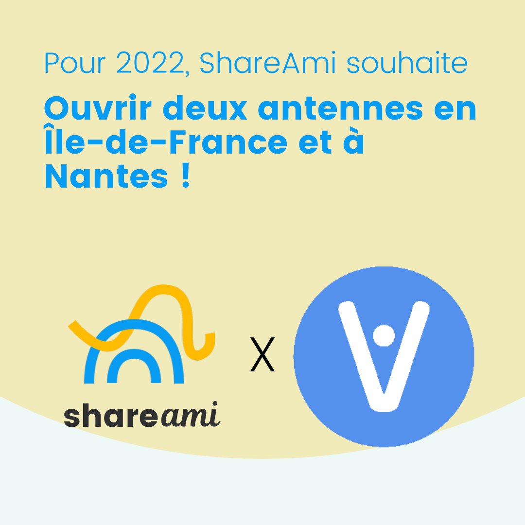 Ravis d’avoir retrouvé le #VIVALab cette semaine pour une réunion prometteuse 😁 avec à l’ordre du jour : bilan de 2021 et objectifs pour 2022 et 2023.

🎯 On est heureux d'annoncer que, pour 2022, notre objectif est d’ouvrir deux antennes ShareAmi en Île-de-#France et à Nantes !