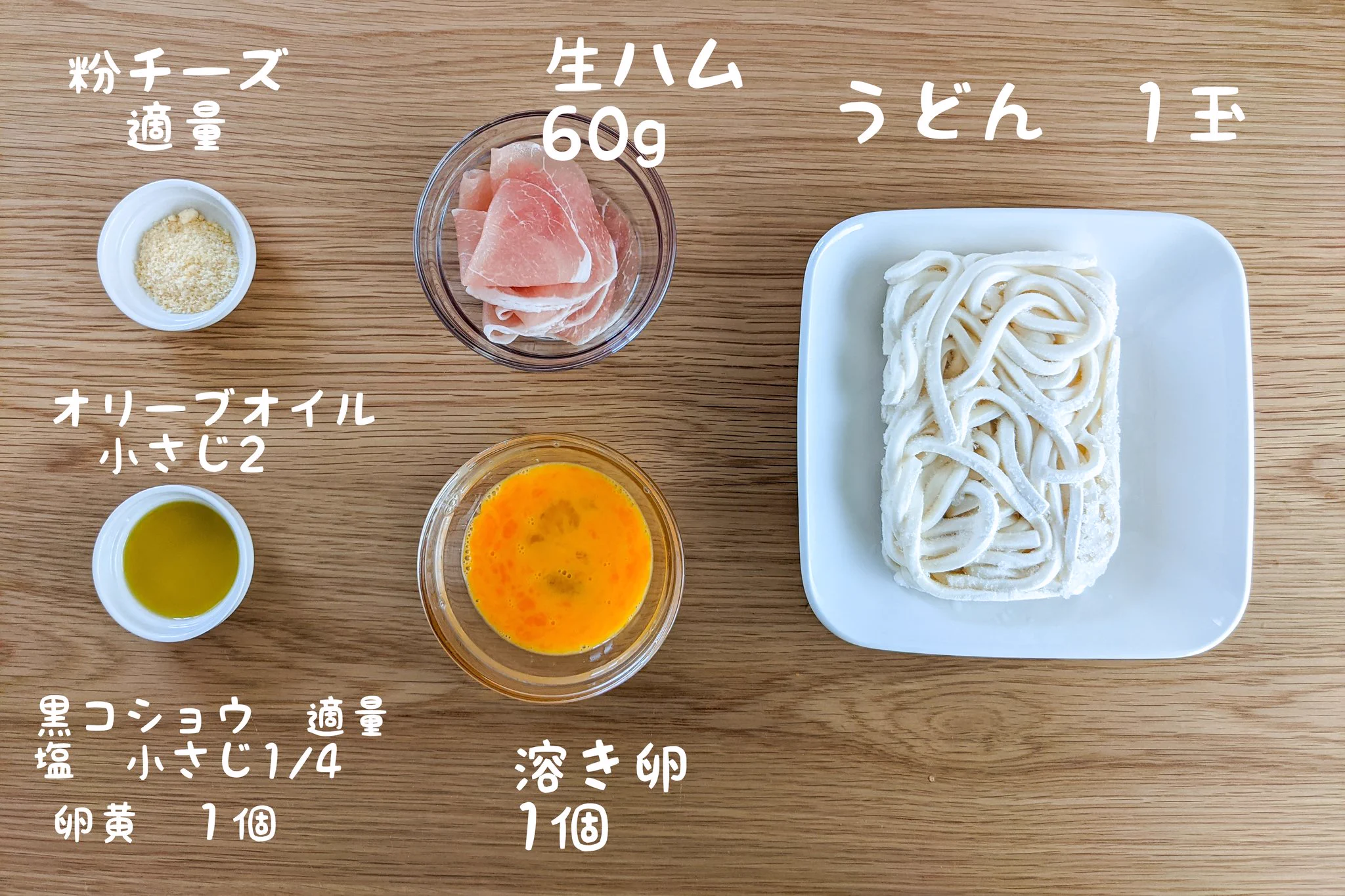 冷凍うどんで出来ちゃう。レンジで簡単！生ハムカルボナーラうどん。
