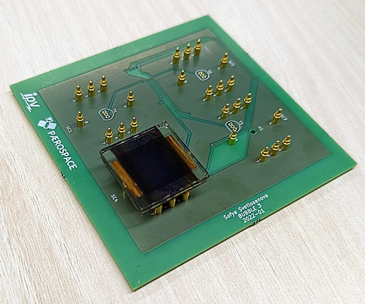 KSat_Stuttgart's tweet photo. This is one of the payloads that will launch on our next high altitude balloon #BUBBLE 3. The Institute for Photovoltaics (ipv) at @Uni_Stuttgart wants to test a new solar cell technology. Here you can see the carrier boards that will hold the cells.
📷: Sofya Svetlosanova, ipv https://t.co/xer6PCJpCF