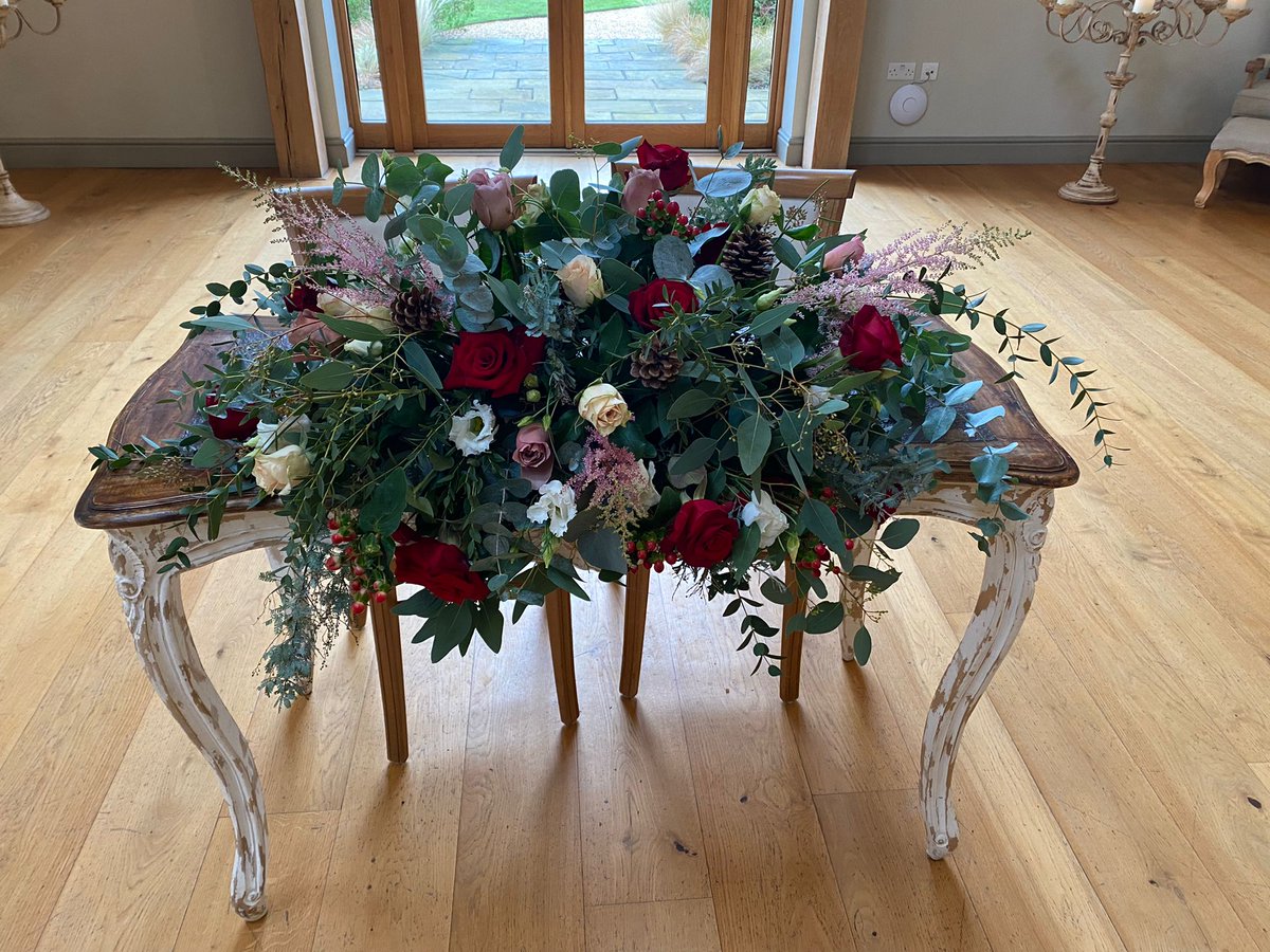 This beautiful winter wedding table decoration was for a ceremony at the stunning <a href="/EastonGrange/">Easton Grange</a>  wedding venue. #weddingflowers #wedding #flowers #weddinginspiration