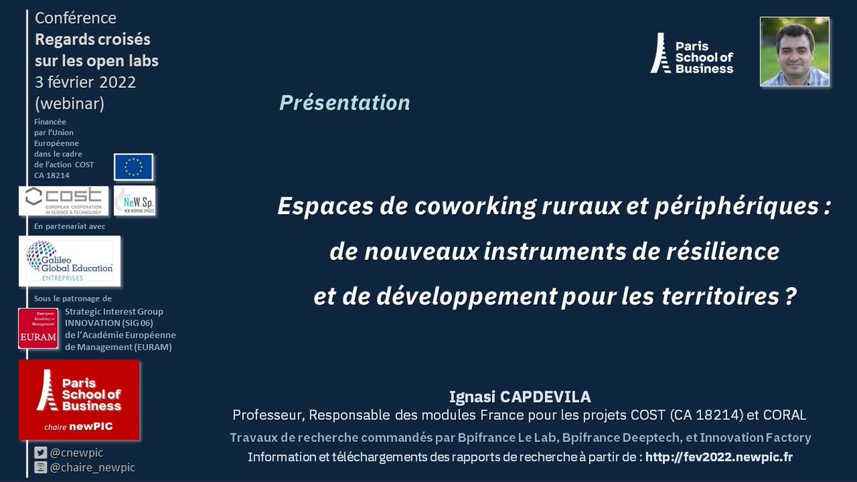 2e session de la journée d’étude sur les #openlabs avec les travaux de <a href="/IgnasiCapdevila/">Ignasi Capdevila</a> sur le coworking rural
#cowotcatrural 
<a href="/Psbeduparis/">Paris School of Business</a> <a href="/PSBAlumni/">Paris School of Business Alumni</a> <a href="/cnewpic/">newPIC</a>